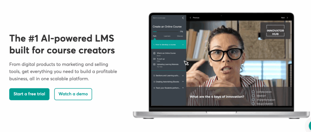 Learnworlds Home Page Review Screenshot
